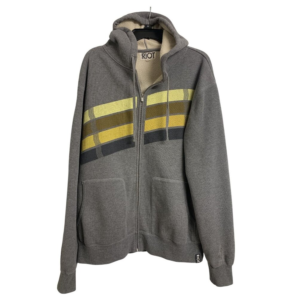 Sub_Urban Riot XL Waffle‎ Knit Strip Hooded Sweatshirt Gray